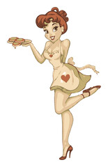 Hand-Drawn Retro Vector Illustration of a Baker Holding Cookies