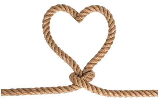 Rope Heart Symbol on Black Background Representing Love Commitment Connection and Strength Perfect for Valentine s Day Design