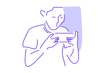 minimalist line art of a man using a smartphone, symbolizing modern technology, connectivity, and daily digital habits.