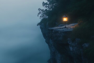 a cliffside with light