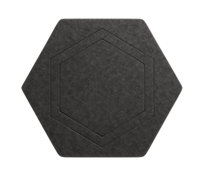 Hexagonal felt mat with a subtle design, ideal for use under feeding bowls in a chic, minimalist dining room.
