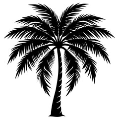 Tropical coconut tree silhouette vector perfect for beach, exotic vacation themes, island scenery and summer illustrations