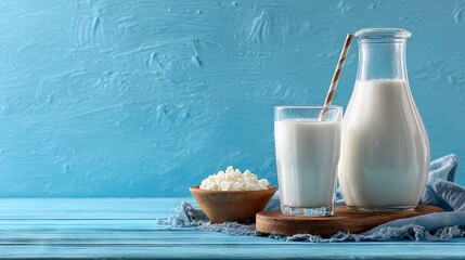 Milk kefir and cottage cheese still life