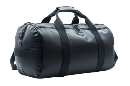Sleek dark duffel bag for gym travel weekend getaway stylish gear bag with zipper and fabric handle