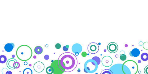 Abstract Circles Pattern. Horizontal pattern of many different circles. Ideal for backgrounds, branding, and modern design projects. Copy space