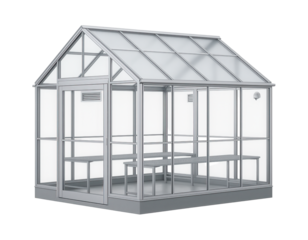 Commercial glasshouse with automated climate control, designed for botanical research in educational institutions.
