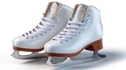 Classic White Ice Skates with Shiny Blade for Figure Skating