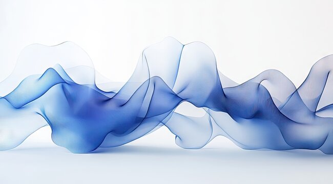 Abstract flowing blue forms on white