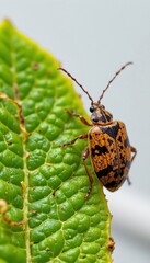 create a striking photo of a brown marmorated stink bug at 20x magnification, set against vibrant lime tones