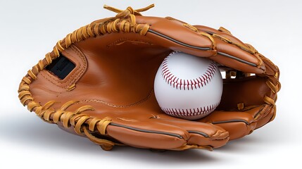 Close-Up of a Baseball Glove with a White Baseball Inside It