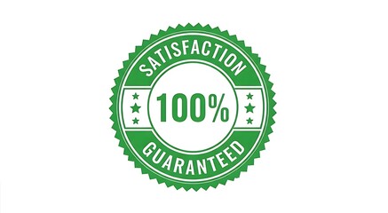 Green 100 percent satisfaction guaranteed badge illustration