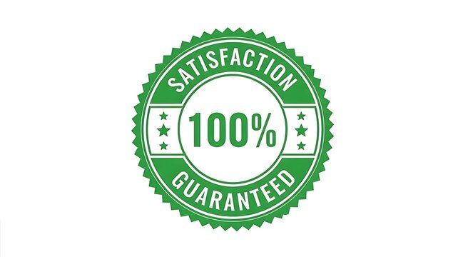 Green 100 percent satisfaction guaranteed badge illustration