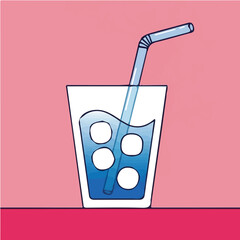 Vector icon design of a glass of water with ice for motion graphics