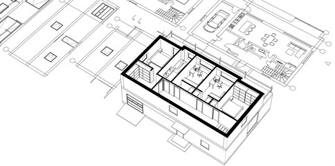 Fototapeta premium residential architecture planning 3d illustration