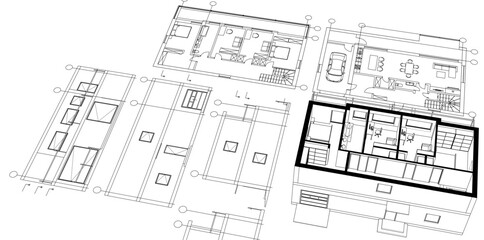 Fototapeta premium residential architecture planning 3d illustration