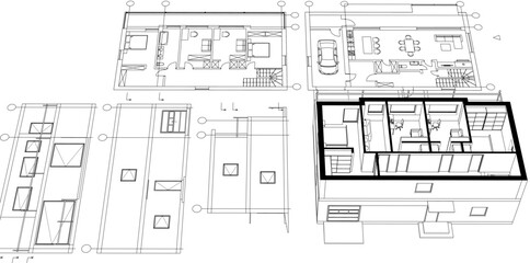 Fototapeta premium residential architecture planning 3d illustration