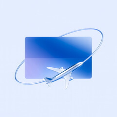 3D Airplane Flying Around Credit Card Icon