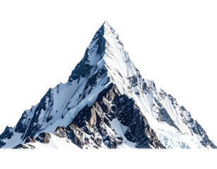 Majestic Snow-Capped Mountain Peak, Isolated on White Background PNG