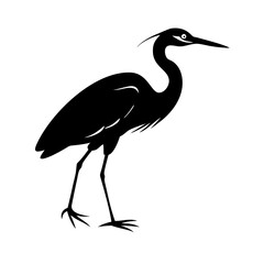 Obraz premium Heron Silhouette Vector – Elegant Waterbird Logo Illustration