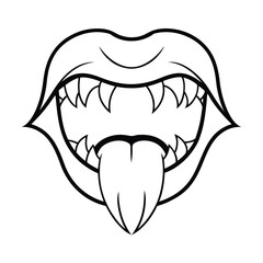 vampire mouth with fangs open 