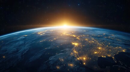 Earth's glow, sunrise, from space