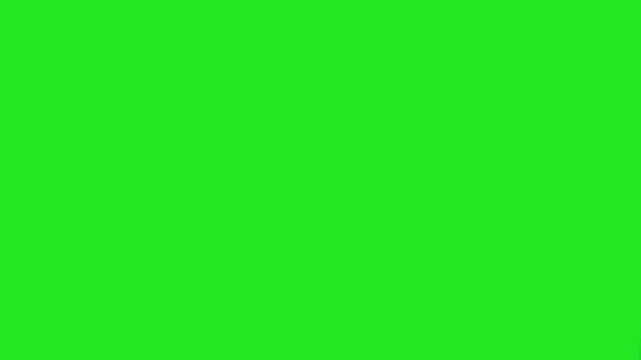 Right hand spraying white cleaning bottle isolated on green screen background