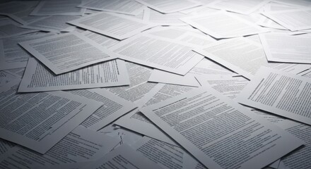 A multitude of scattered sheets of paper creating a chaotic office scene background texture