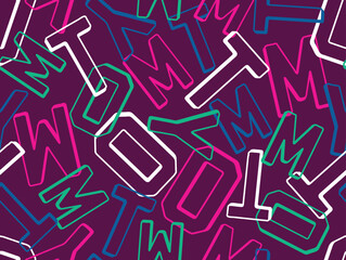 Abstract Typography Composition with Overlapping Letters and Bold Outlines