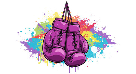 Hanging Boxing Gloves Vector with Graffiti Background