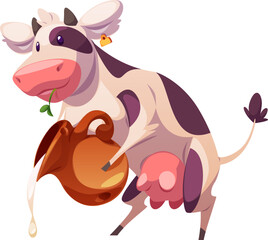 Cow Character with Milk