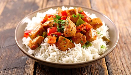 Chicken and Vegetable Stir-fry over Rice