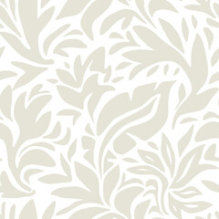 Abstract floral leaves and flower seamless pattern.
