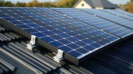 Solar panel wind resistance mounted rooftop system modern house renewable energy photovoltaic installation secure hardware