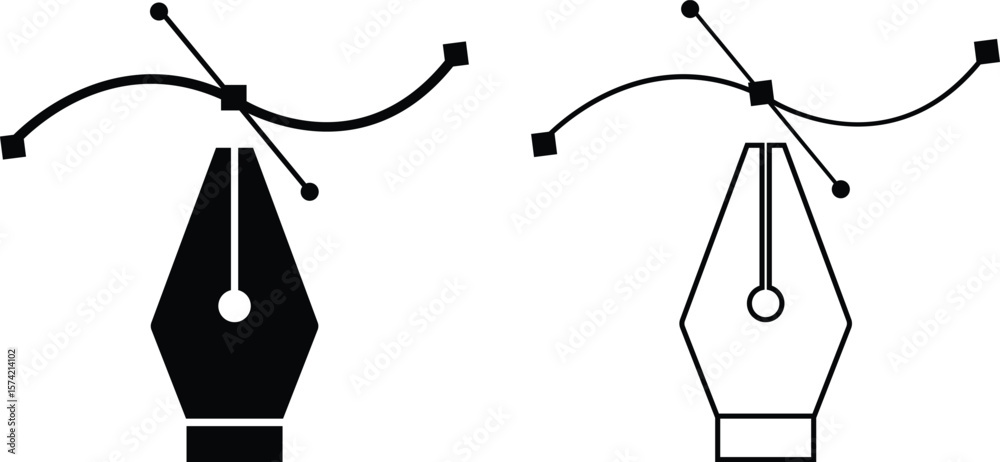 Fototapete pen tool cursor set. vectors computer graphics. logo for designer or illustrator. design icons. curv