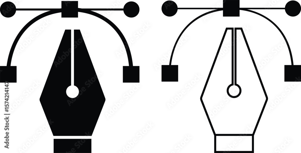 Fototapete pen tool cursor set. vectors computer graphics. logo for designer or illustrator. design icons. curv
