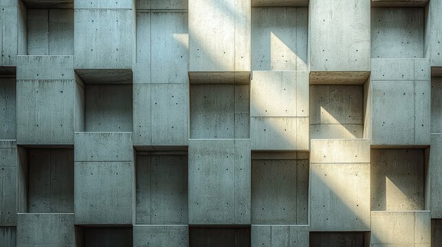 Concrete panel pattern perspective architectural corridor minimalist industrial design raw material authenticity geometric repetitive construction modern background