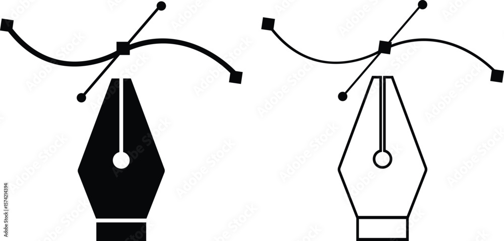 Fototapete pen tool cursor set. vectors computer graphics. logo for designer or illustrator. design icons. curv