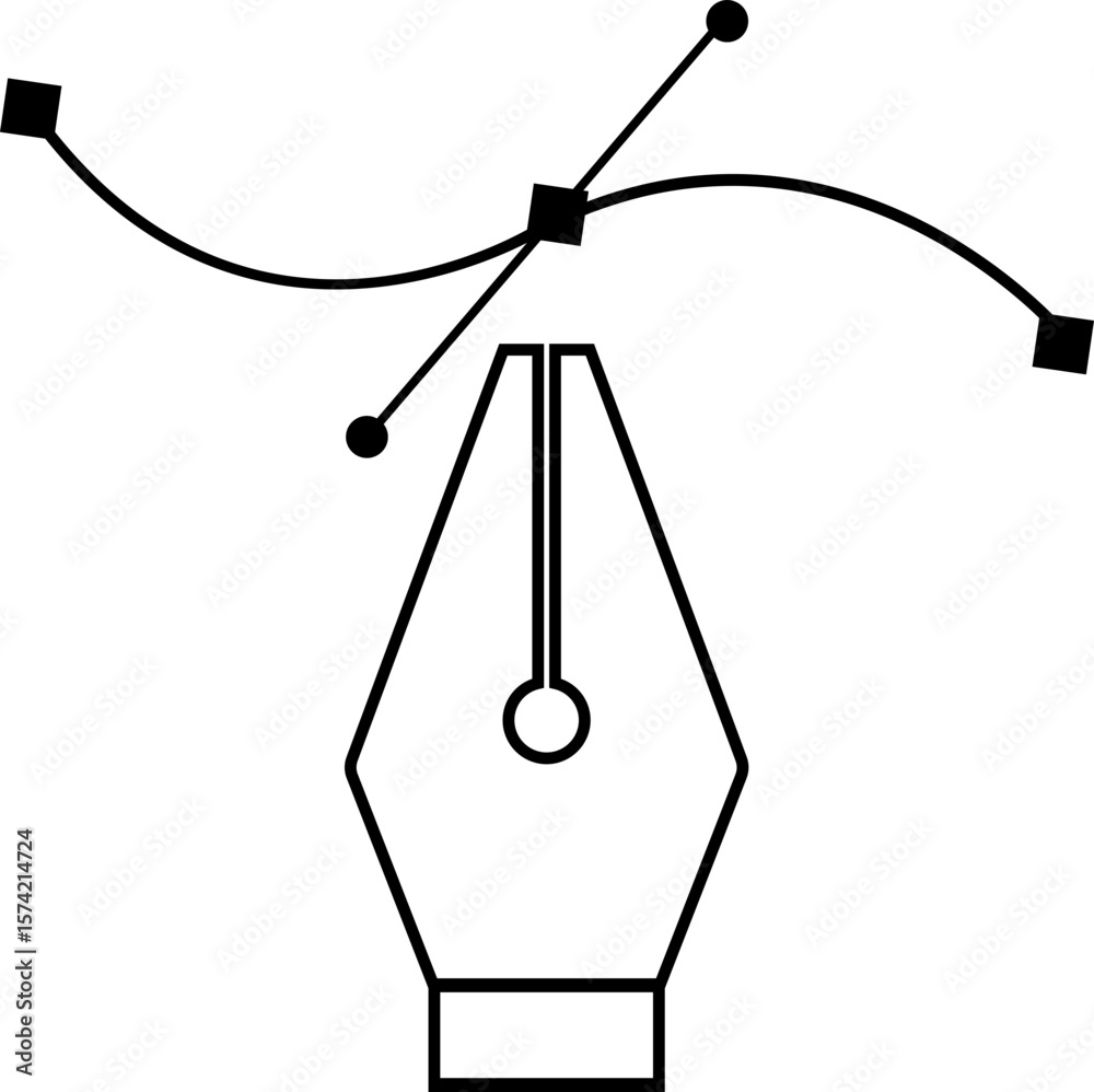 Fototapete pen tool cursor. vector computer graphics. logo for designer or illustrator. design icon. the curve 