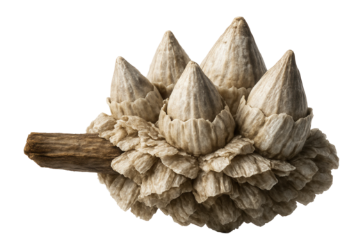 Barnacle cluster with calcareous plates and conical shells on a submerged root