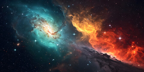 Vibrant nebula in deep space with glowing cosmic clouds