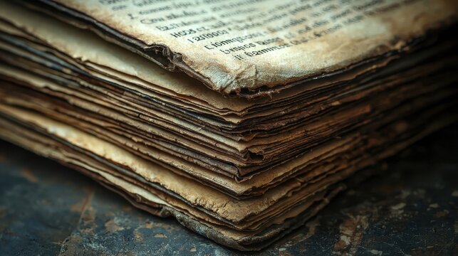 Foxing Texture Displaying Aged Parchment with Distressed Red Border, Frayed Edges and ...