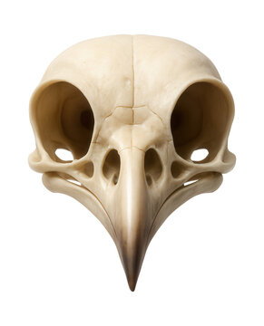 Bird skull with lightweight, fused bones and large eye sockets