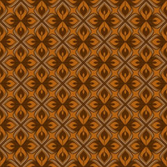 Art Deco style, seamless pattern, yellow and brown floral background. Geometric decorative texture, vector.