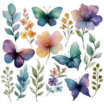 Floral butterflies, nature petals glow with serene grace