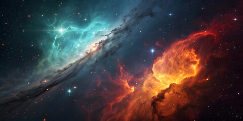 Vibrant nebula in deep space with glowing cosmic clouds