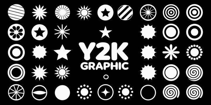 Y2 K graphic elements collection white