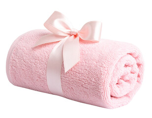  Elegant Pink Towel Roll with Decorative Ribbon, Transparent PNG