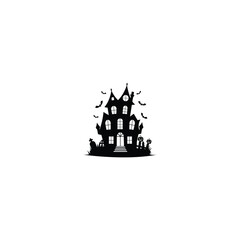 Haunted house vector icon isolated on white. Halloween vector icon 