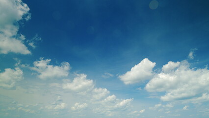 Time lapse. A Beautiful Blue Sky Adorned with Fluffy White Clouds Creates a Tranquil and Peaceful...