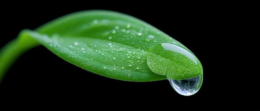 Nature droplets on green leaf close-up photography serene environment macro view beauty of nature for seo impact